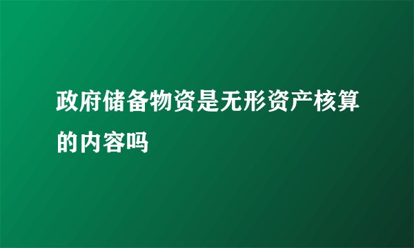 政府储备物资是无形资产核算的内容吗