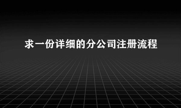 求一份详细的分公司注册流程
