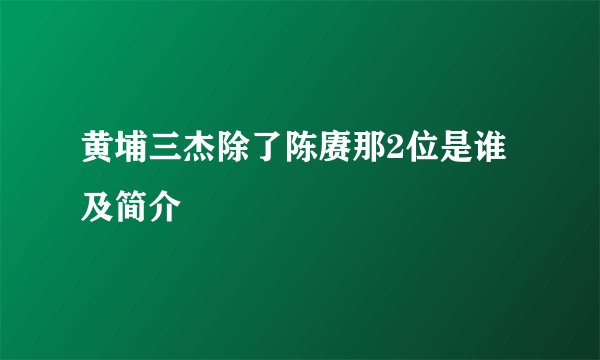 黄埔三杰除了陈赓那2位是谁及简介