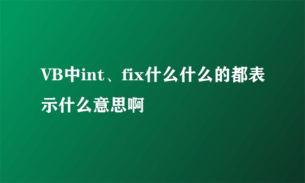 VB中int、fix什么什么的都表示什么意思啊