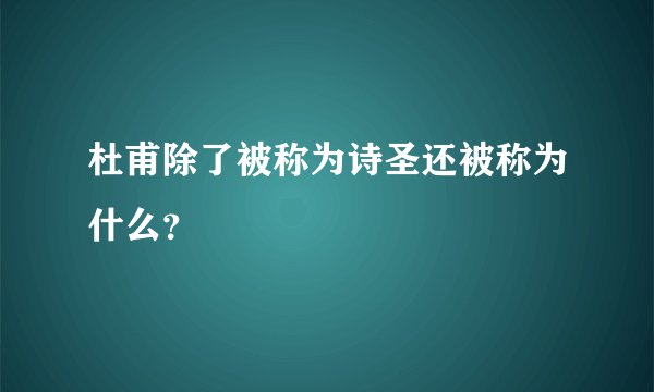杜甫除了被称为诗圣还被称为什么？
