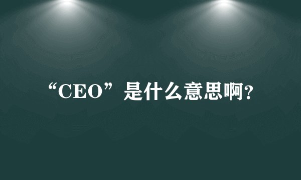 “CEO”是什么意思啊？