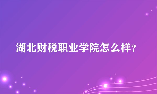 湖北财税职业学院怎么样？