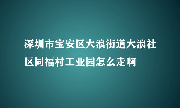 深圳市宝安区大浪街道大浪社区同福村工业园怎么走啊