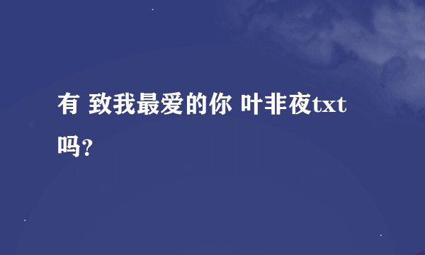 有 致我最爱的你 叶非夜txt 吗？