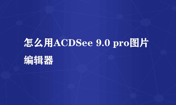 怎么用ACDSee 9.0 pro图片编辑器