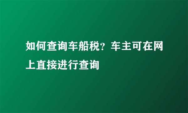 如何查询车船税？车主可在网上直接进行查询