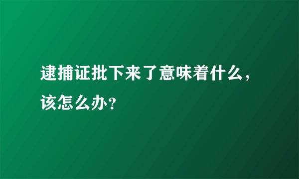 逮捕证批下来了意味着什么，该怎么办？