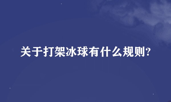 关于打架冰球有什么规则?