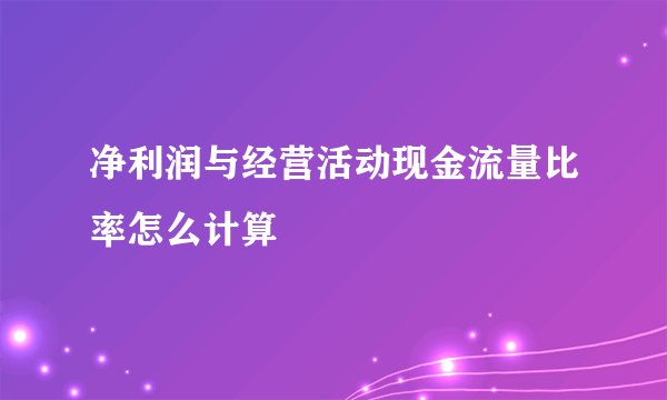 净利润与经营活动现金流量比率怎么计算