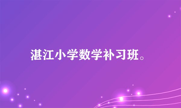 湛江小学数学补习班。