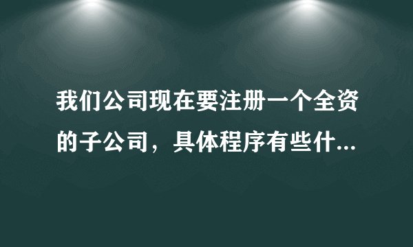 我们公司现在要注册一个全资的子公司，具体程序有些什么啊？求高手指点？