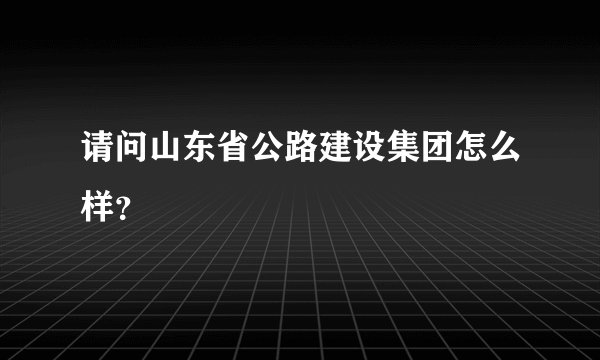 请问山东省公路建设集团怎么样？