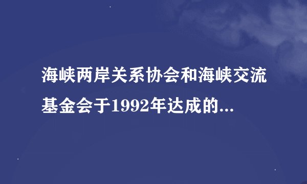 海峡两岸关系协会和海峡交流基金会于1992年达成的重要共识是（　　）    A．台湾当局调整“三不”政策  B