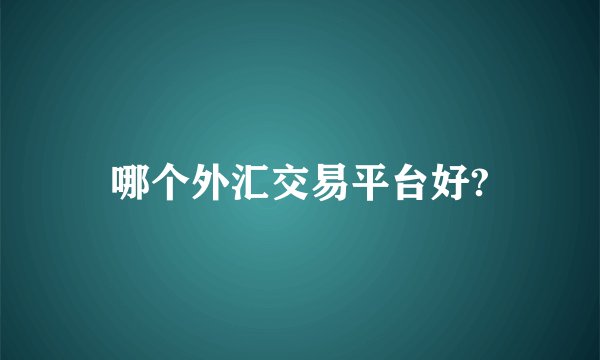 哪个外汇交易平台好?