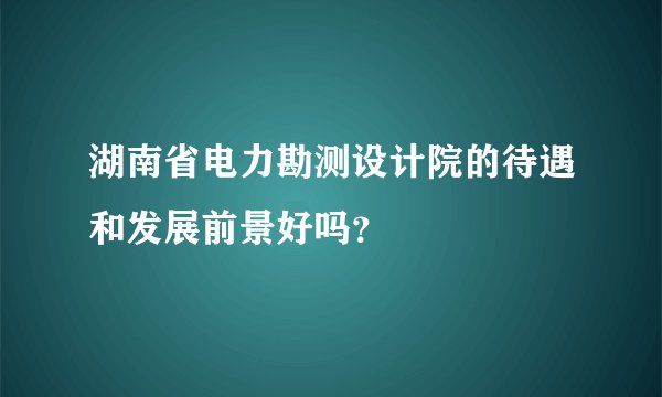湖南省电力勘测设计院的待遇和发展前景好吗？