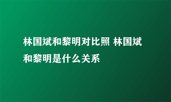 林国斌和黎明对比照 林国斌和黎明是什么关系