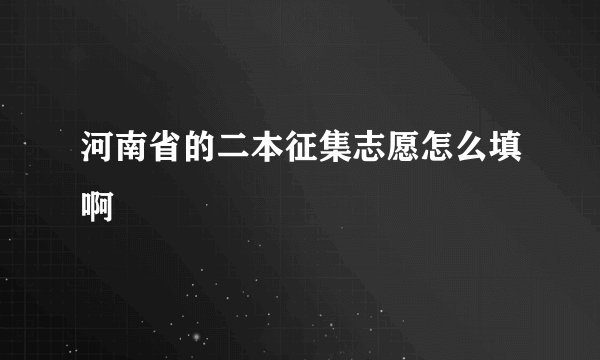 河南省的二本征集志愿怎么填啊