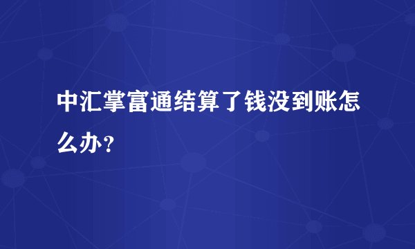 中汇掌富通结算了钱没到账怎么办？