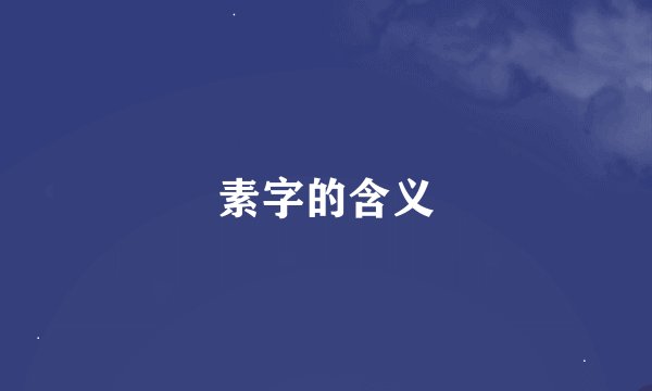 素字的含义