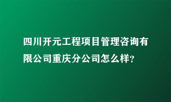 四川开元工程项目管理咨询有限公司重庆分公司怎么样？