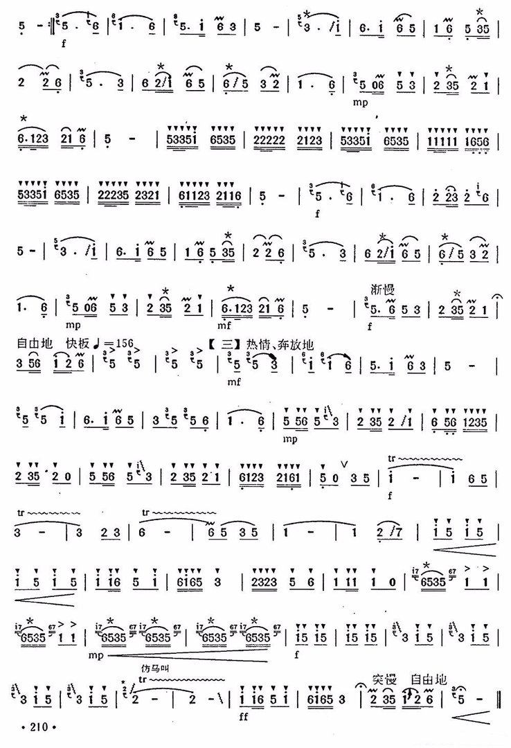 求笛子独奏<扬鞭催马运粮忙>的简谱