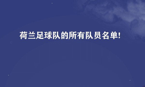荷兰足球队的所有队员名单!