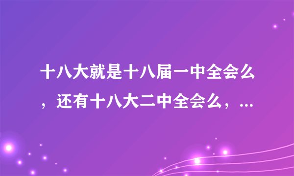 十八大就是十八届一中全会么，还有十八大二中全会么，为什么有它呢，有什么作用啊