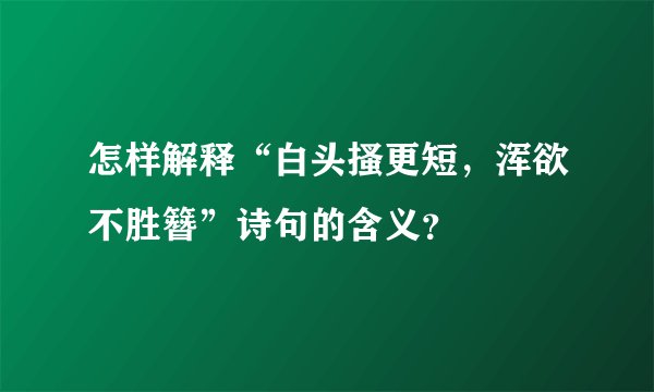 怎样解释“白头搔更短，浑欲不胜簪”诗句的含义？