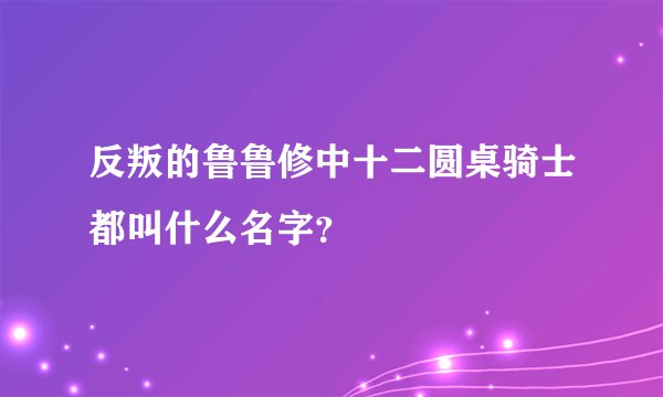 反叛的鲁鲁修中十二圆桌骑士都叫什么名字？