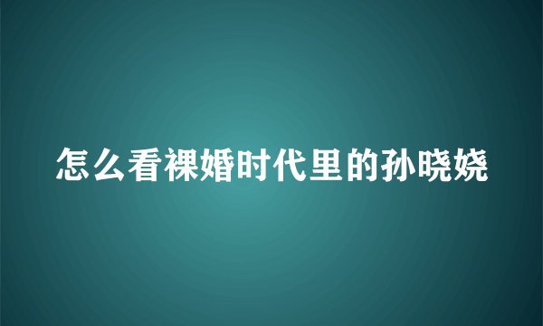 怎么看裸婚时代里的孙晓娆