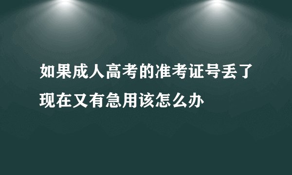 如果成人高考的准考证号丢了现在又有急用该怎么办