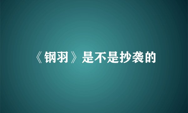 《钢羽》是不是抄袭的