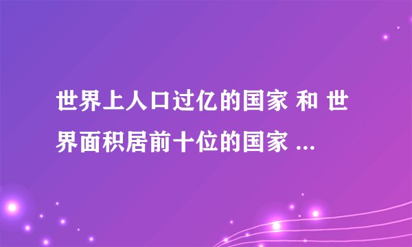 世界上人口过亿的国家 和 世界面积居前十位的国家 世界上一共多少个国家