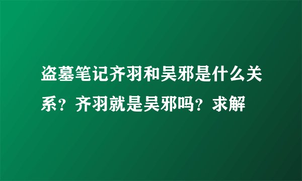 盗墓笔记齐羽和吴邪是什么关系？齐羽就是吴邪吗？求解