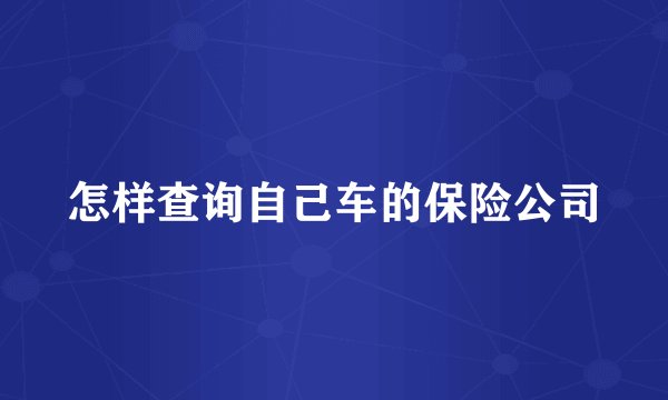 怎样查询自己车的保险公司