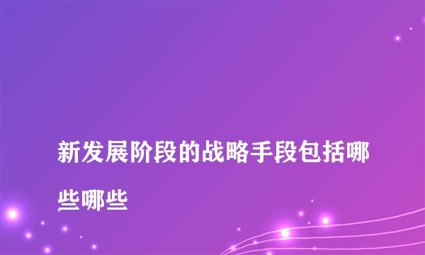 
新发展阶段的战略手段包括哪些哪些

