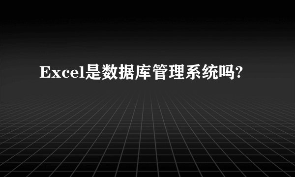 Excel是数据库管理系统吗?