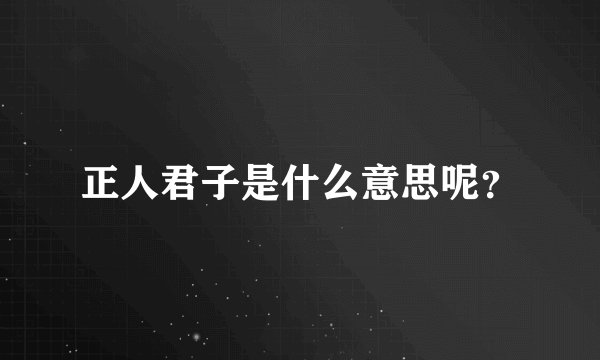 正人君子是什么意思呢？