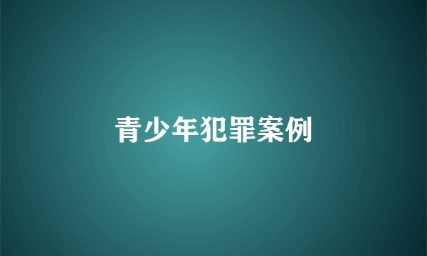 青少年犯罪案例