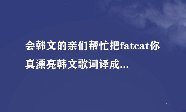 会韩文的亲们帮忙把fatcat你真漂亮韩文歌词译成中文音译歌词吧~里面有韩文歌词~
