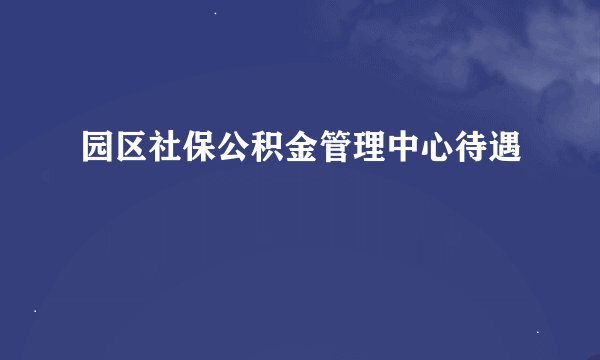 园区社保公积金管理中心待遇