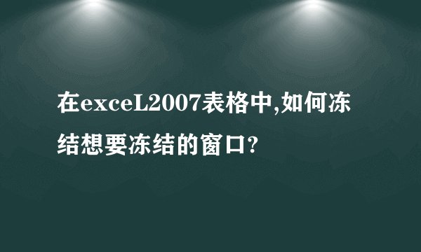 在exceL2007表格中,如何冻结想要冻结的窗口?