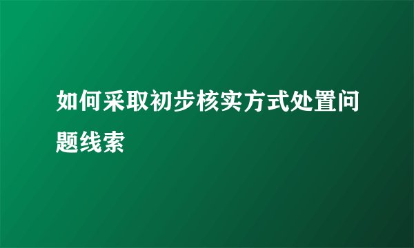 如何采取初步核实方式处置问题线索
