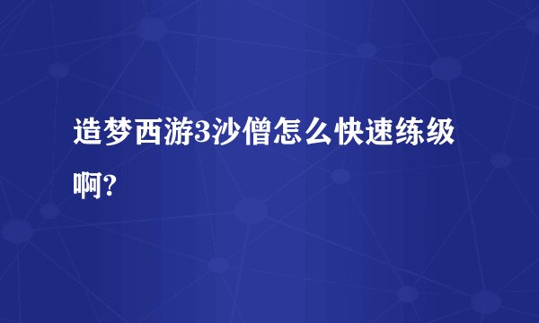 造梦西游3沙僧怎么快速练级啊?
