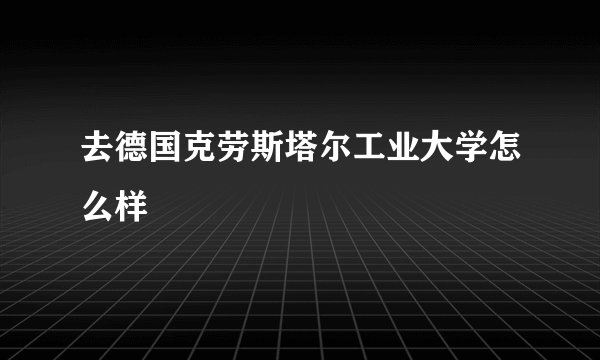 去德国克劳斯塔尔工业大学怎么样