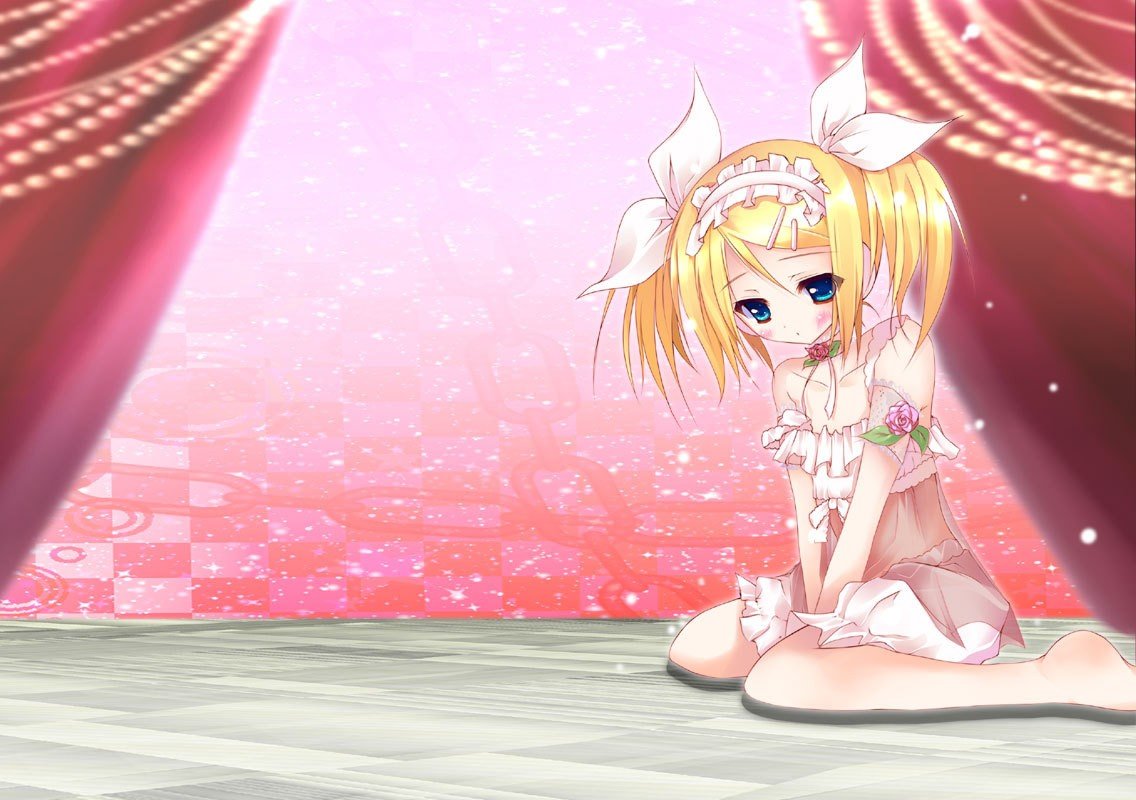 求镜音铃长发，双马尾图片