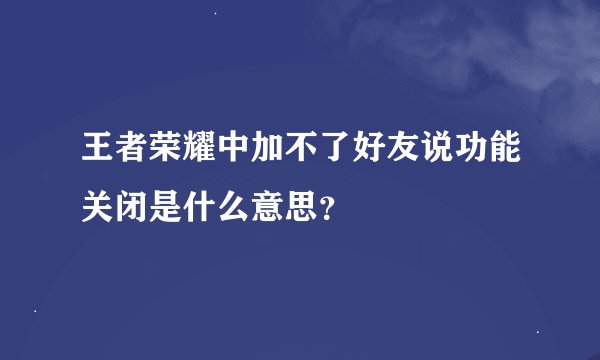 王者荣耀中加不了好友说功能关闭是什么意思？