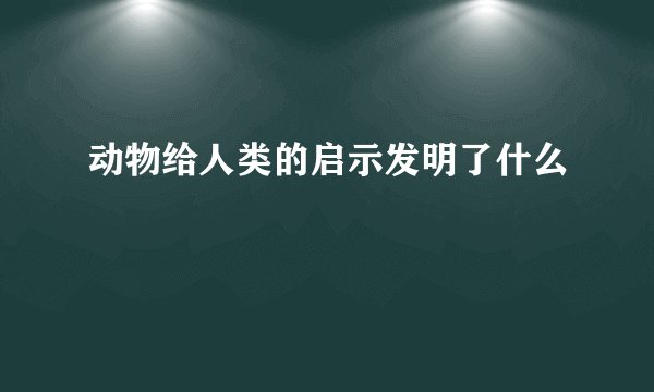 动物给人类的启示发明了什么