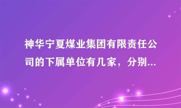 神华宁夏煤业集团有限责任公司的下属单位有几家，分别是哪几家煤矿啊？急！谢谢！